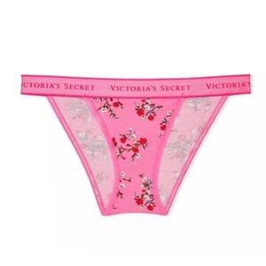 VICTORIAS SECRET LOGO WAISTBAND STRETCH COTTON TANGA BIKINI PANTY UNDERWEAR. NWT